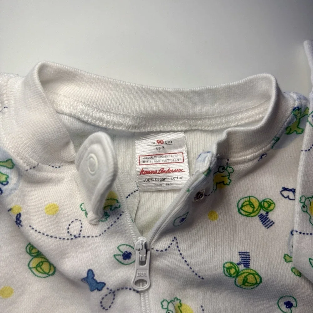 Hanna Andersson Toddler Long Sleeve Sleeper Zip Up Organic Cotton Frogs 90cm/ 3T